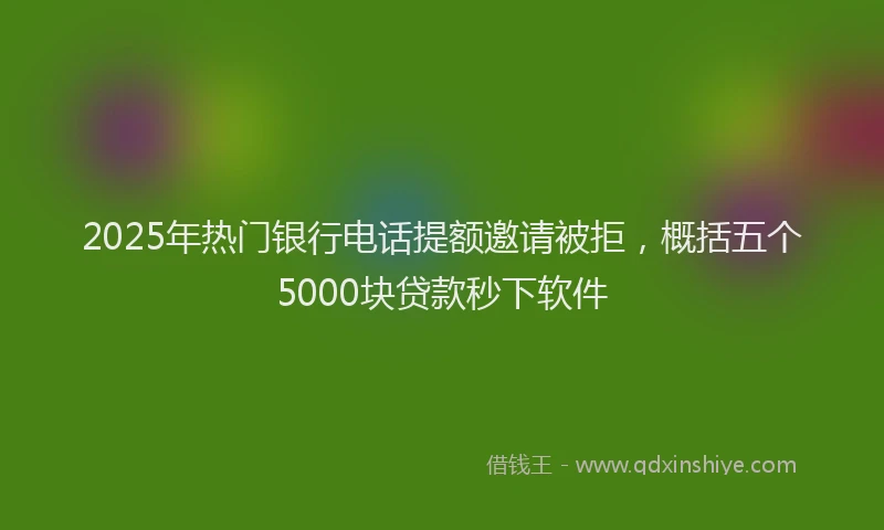2025年热门银行电话提额邀请被拒，概括五个5000块贷款秒下软件