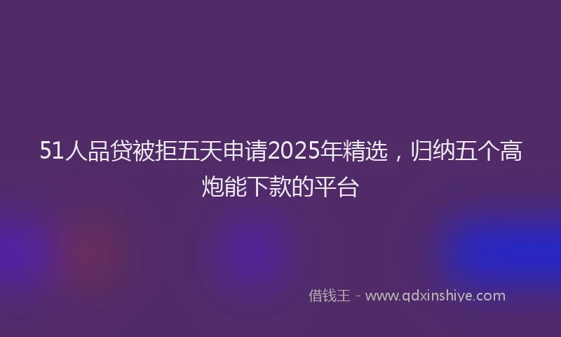 51人品贷被拒五天申请2025年精选，归纳五个高炮能下款的平台