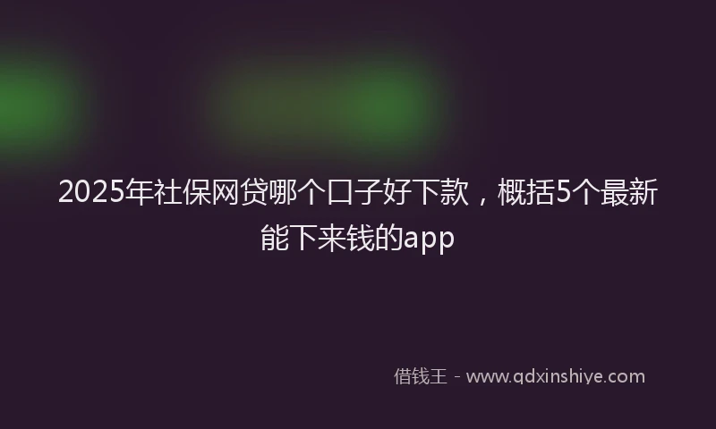 2025年社保网贷哪个口子好下款，概括5个最新能下来钱的app