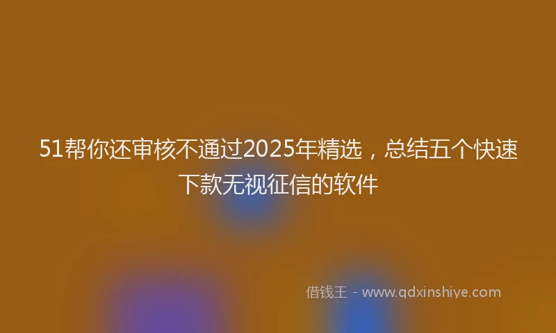 51帮你还审核不通过2025年精选，总结五个快速下款无视征信的软件