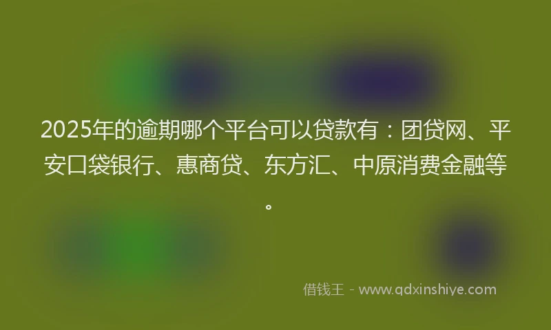 2025年的逾期哪个平台可以贷款有：团贷网、平安口袋银行、惠商贷、东方汇、中原消费金融等。