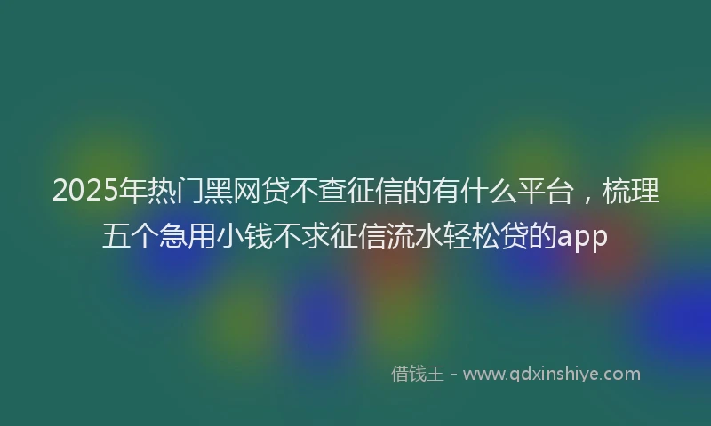 2025年热门黑网贷不查征信的有什么平台，梳理五个急用小钱不求征信流水轻松贷的app