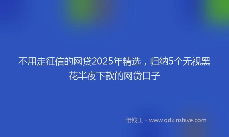 不用走征信的网贷2025年精选，归纳5个无视黑花半夜下款的网贷口子