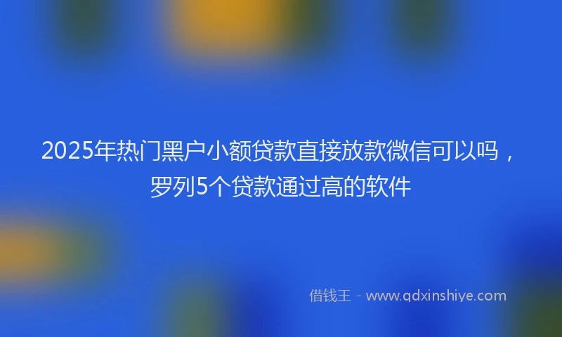 2025年热门黑户小额贷款直接放款微信可以吗，罗列5个贷款通过高的软件