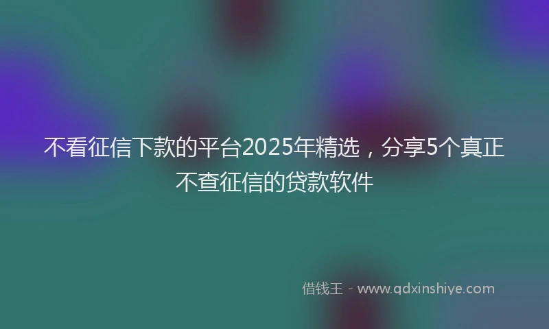 不看征信下款的平台2025年精选，分享5个真正不查征信的贷款软件