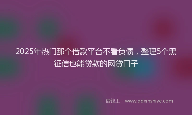 2025年热门那个借款平台不看负债，整理5个黑征信也能贷款的网贷口子