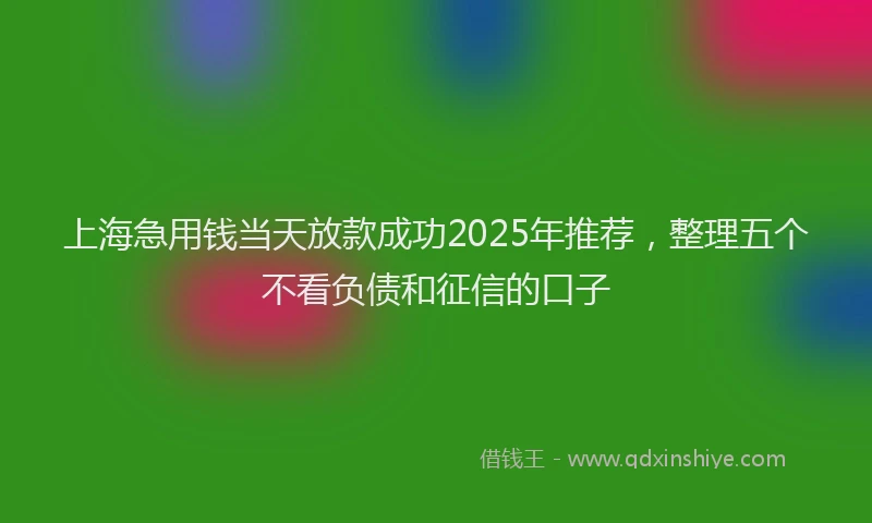 上海急用钱当天放款成功2025年推荐，整理五个不看负债和征信的口子