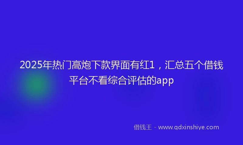2025年热门高炮下款界面有红1，汇总五个借钱平台不看综合评估的app