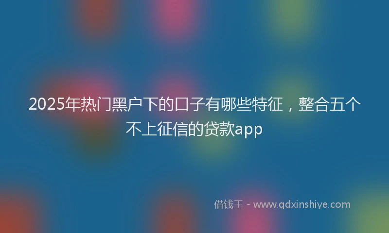 2025年热门黑户下的口子有哪些特征，整合五个不上征信的贷款app