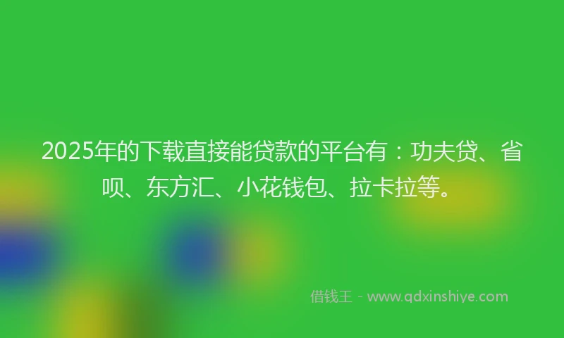 2025年的下载直接能贷款的平台有：功夫贷、省呗、东方汇、小花钱包、拉卡拉等。