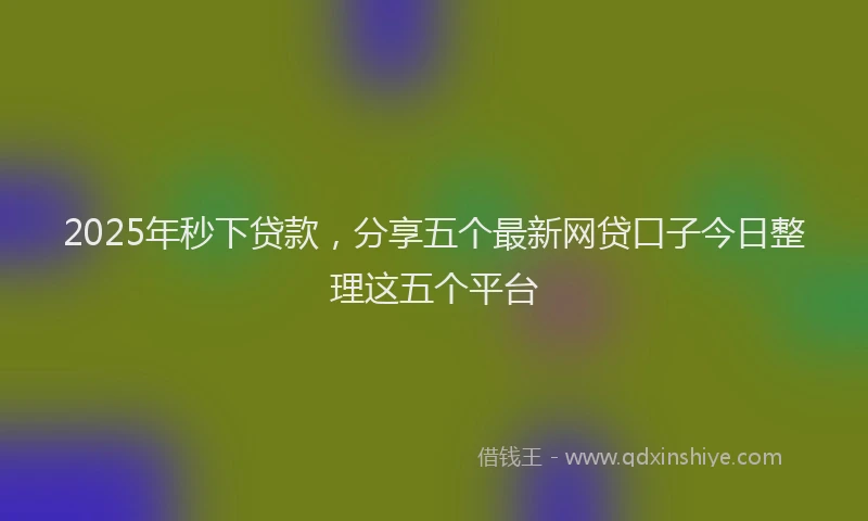 2025年秒下贷款，分享五个最新网贷口子今日整理这五个平台