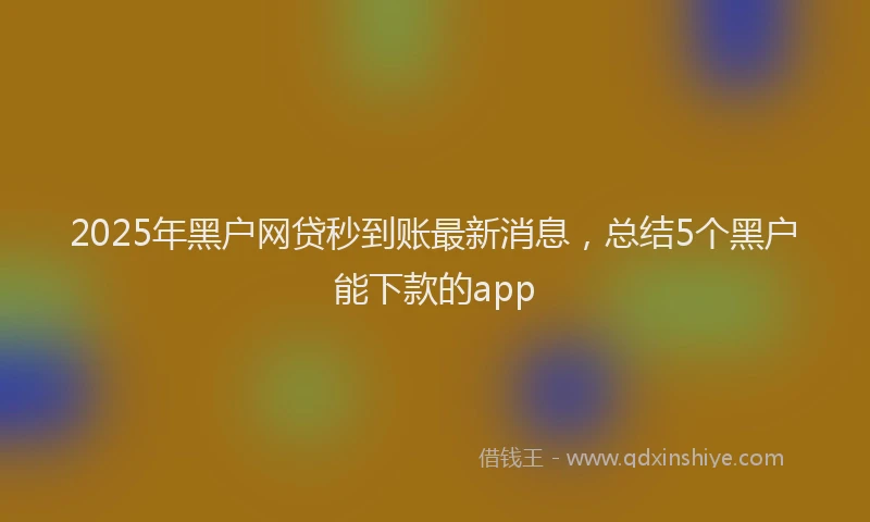 2025年黑户网贷秒到账最新消息，总结5个黑户能下款的app
