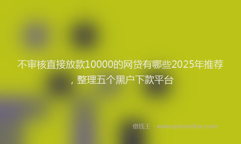 不审核直接放款10000的网贷有哪些2025年推荐，整理五个黑户下款平台