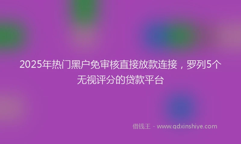 2025年热门黑户免审核直接放款连接，罗列5个无视评分的贷款平台