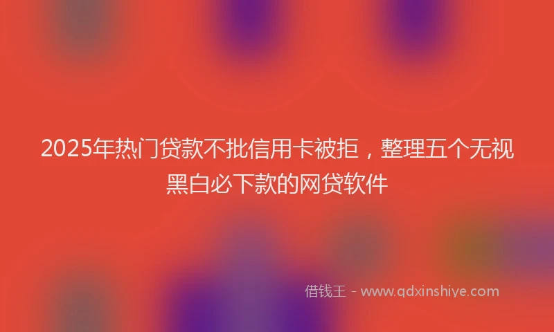 2025年热门贷款不批信用卡被拒，整理五个无视黑白必下款的网贷软件