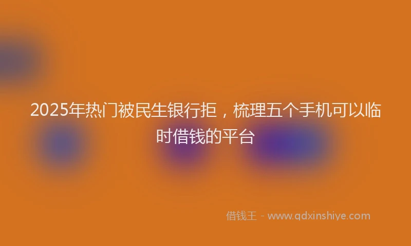 2025年热门被民生银行拒，梳理五个手机可以临时借钱的平台