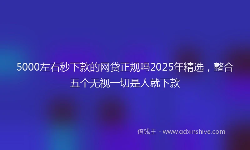 5000左右秒下款的网贷正规吗2025年精选，整合五个无视一切是人就下款
