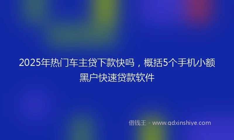 2025年热门车主贷下款快吗，概括5个手机小额黑户快速贷款软件