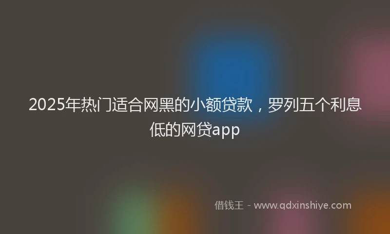 2025年热门适合网黑的小额贷款，罗列五个利息低的网贷app