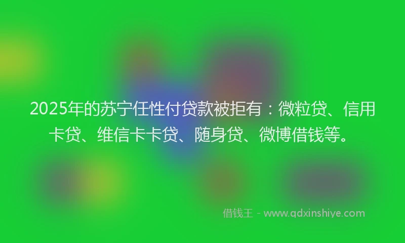 2025年的苏宁任性付贷款被拒有：微粒贷、信用卡贷、维信卡卡贷、随身贷、微博借钱等。