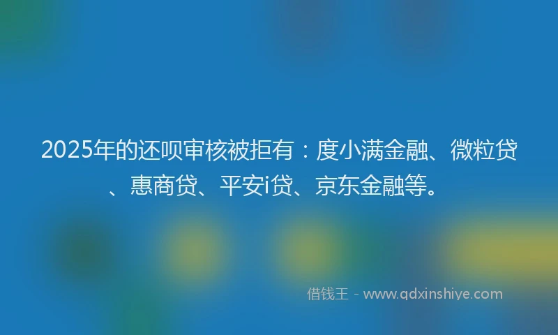 2025年的还呗审核被拒有：度小满金融、微粒贷、惠商贷、平安i贷、京东金融等。