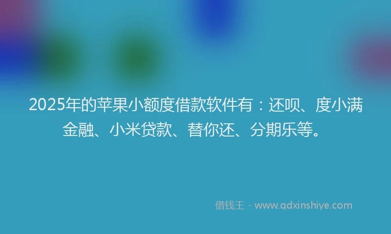 2025年的苹果小额度借款软件有：还呗、度小满金融、小米贷款、替你还、分期乐等。