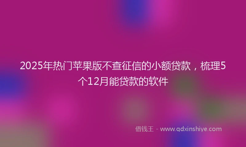 2025年热门苹果版不查征信的小额贷款，梳理5个12月能贷款的软件