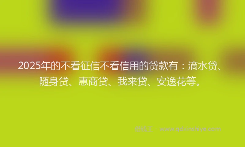 2025年的不看征信不看信用的贷款有：滴水贷、随身贷、惠商贷、我来贷、安逸花等。