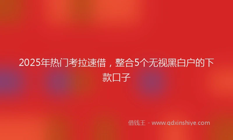2025年热门考拉速借，整合5个无视黑白户的下款口子