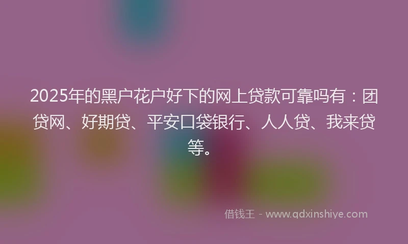 2025年的黑户花户好下的网上贷款可靠吗有：团贷网、好期贷、平安口袋银行、人人贷、我来贷等。