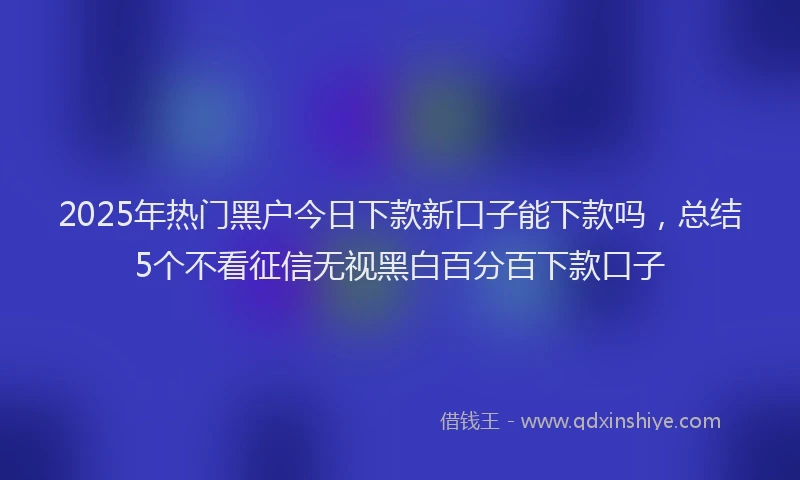 2025年热门黑户今日下款新口子能下款吗，总结5个不看征信无视黑白百分百下款口子