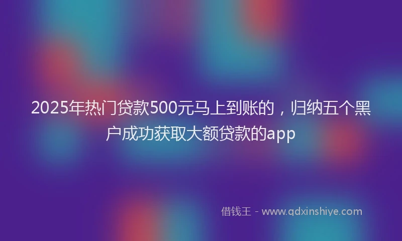 2025年热门贷款500元马上到账的，归纳五个黑户成功获取大额贷款的app