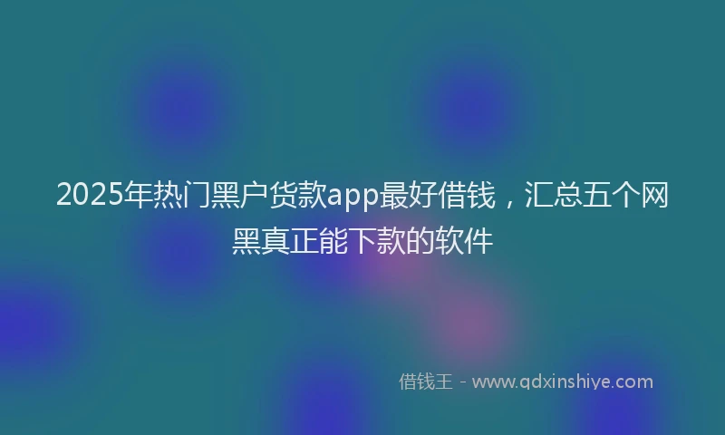 2025年热门黑户货款app最好借钱，汇总五个网黑真正能下款的软件