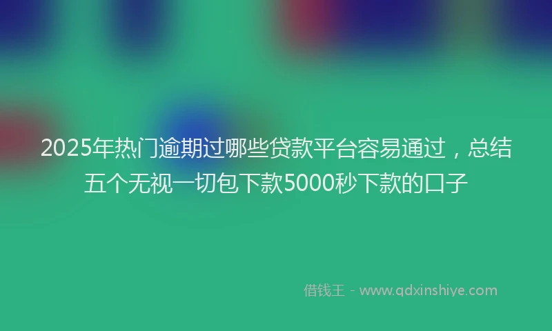 2025年热门逾期过哪些贷款平台容易通过，总结五个无视一切包下款5000秒下款的口子
