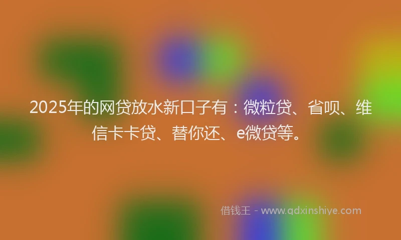 2025年的网贷放水新口子有：微粒贷、省呗、维信卡卡贷、替你还、e微贷等。