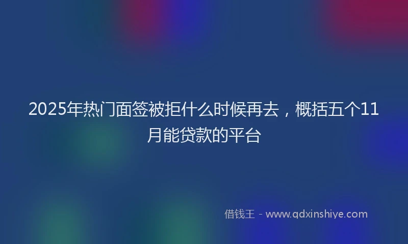 2025年热门面签被拒什么时候再去，概括五个11月能贷款的平台