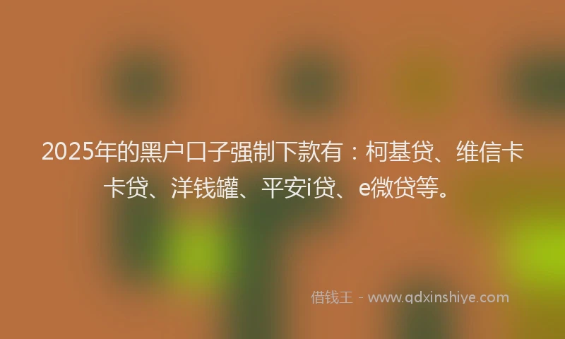 2025年的黑户口子强制下款有：柯基贷、维信卡卡贷、洋钱罐、平安i贷、e微贷等。