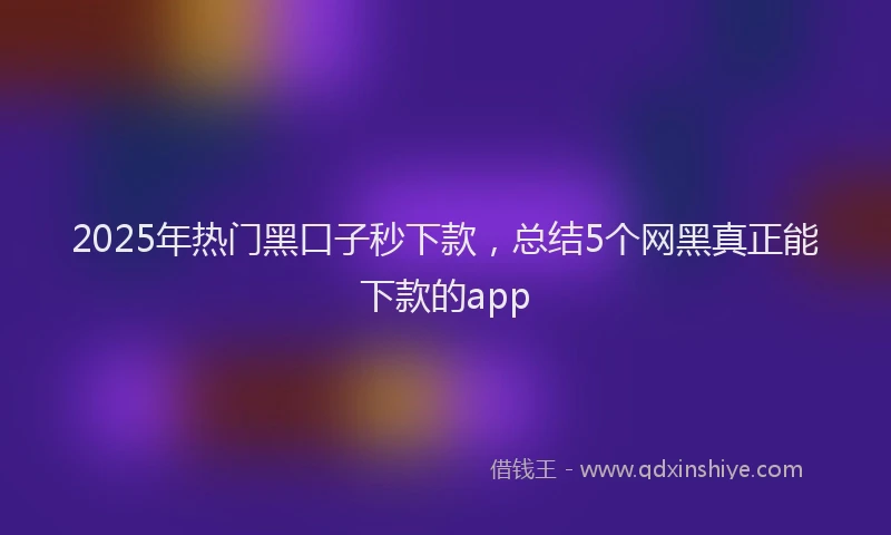 2025年热门黑口子秒下款，总结5个网黑真正能下款的app