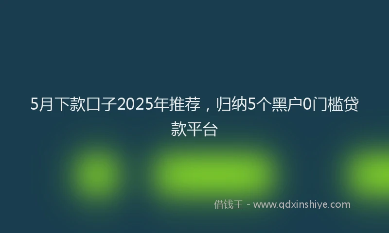 5月下款口子2025年推荐，归纳5个黑户0门槛贷款平台