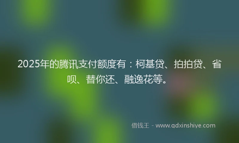 2025年的腾讯支付额度有：柯基贷、拍拍贷、省呗、替你还、融逸花等。