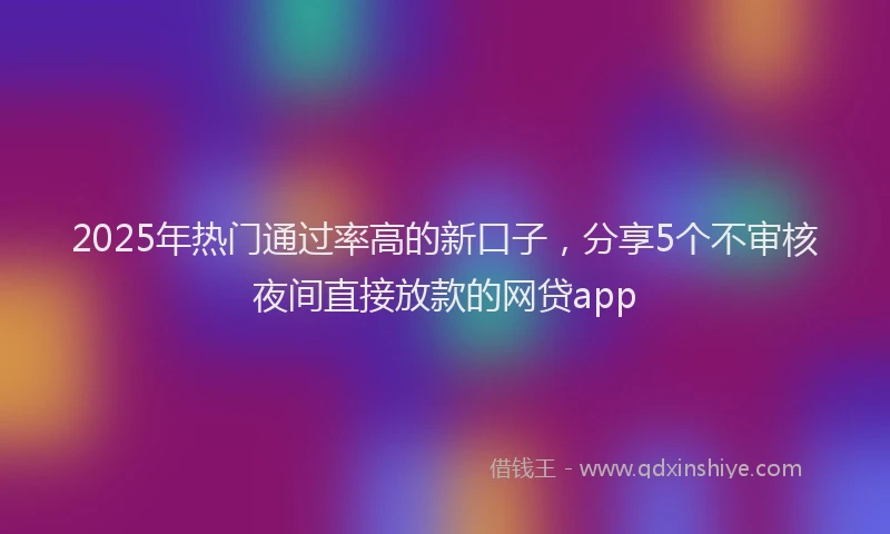 2025年热门通过率高的新口子，分享5个不审核夜间直接放款的网贷app