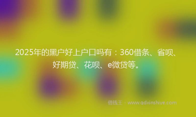 2025年的黑户好上户口吗有：360借条、省呗、好期贷、花呗、e微贷等。