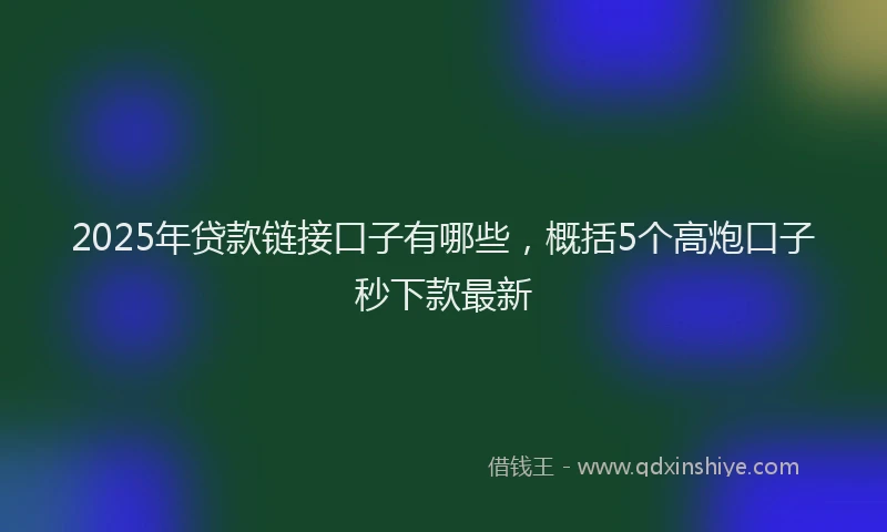 2025年贷款链接口子有哪些，概括5个高炮口子秒下款最新