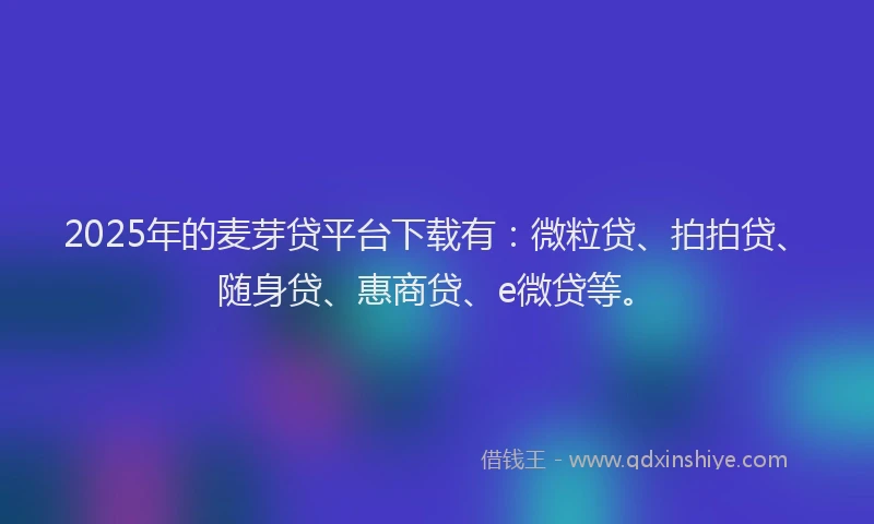 2025年的麦芽贷平台下载有：微粒贷、拍拍贷、随身贷、惠商贷、e微贷等。