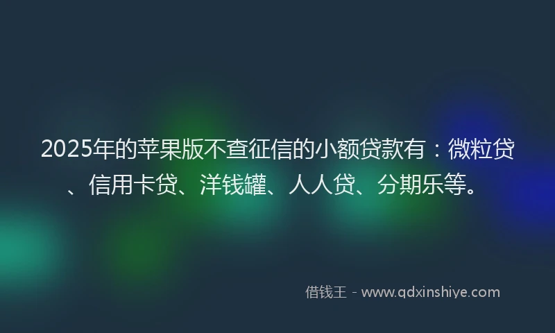 2025年的苹果版不查征信的小额贷款有：微粒贷、信用卡贷、洋钱罐、人人贷、分期乐等。