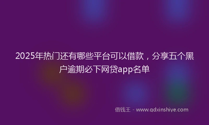 2025年热门还有哪些平台可以借款，分享五个黑户逾期必下网贷app名单