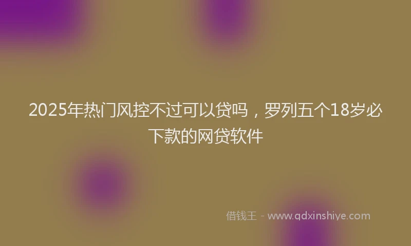 2025年热门风控不过可以贷吗，罗列五个18岁必下款的网贷软件