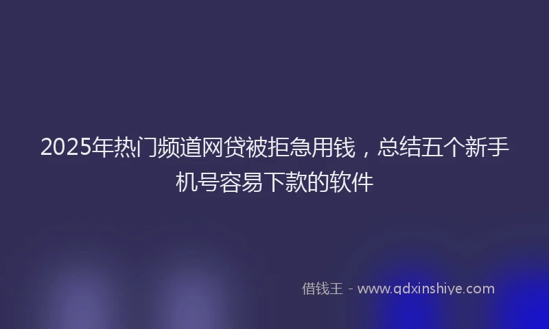 2025年热门频道网贷被拒急用钱，总结五个新手机号容易下款的软件