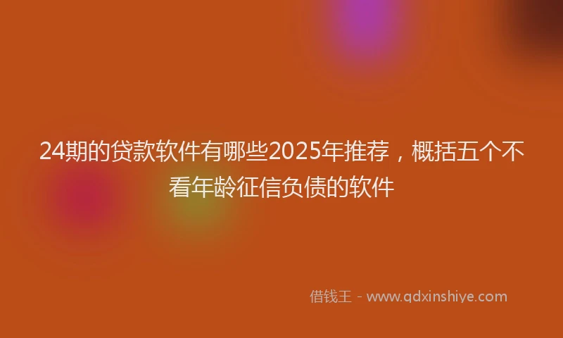 24期的贷款软件有哪些2025年推荐，概括五个不看年龄征信负债的软件