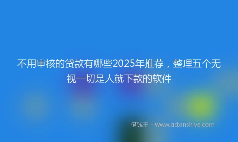 不用审核的贷款有哪些2025年推荐，整理五个无视一切是人就下款的软件